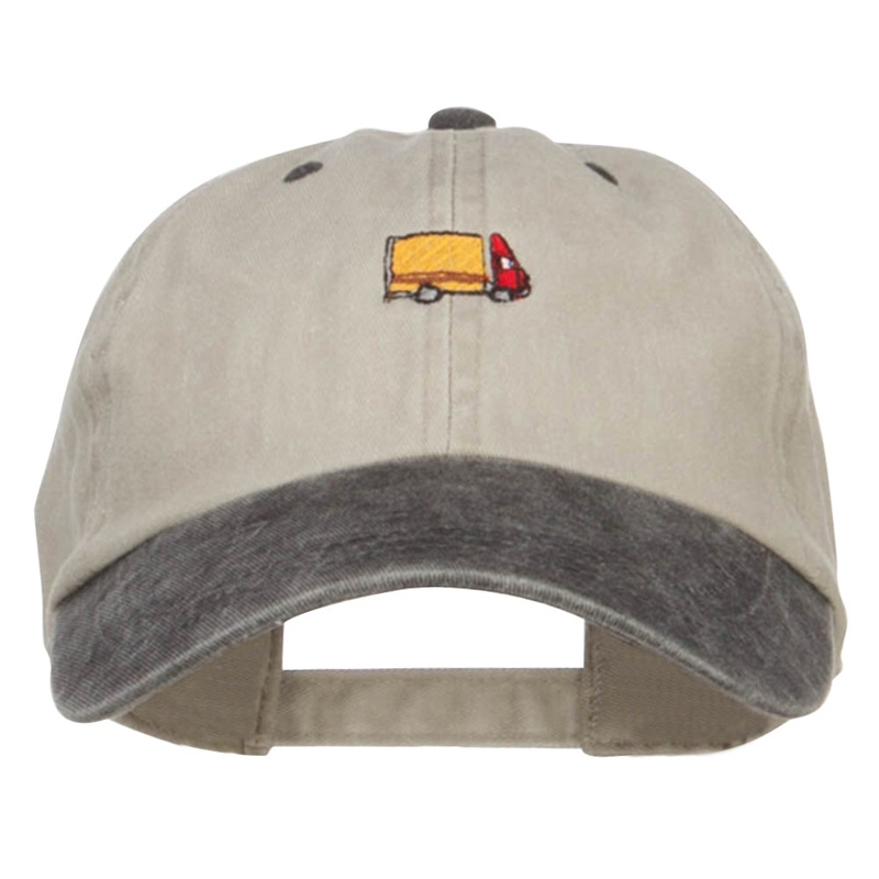 Mini Truck Embroidered Two Tone Washed Cap Beige Black One Size
