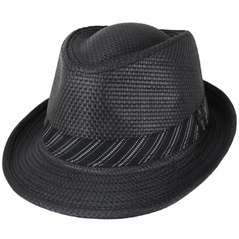 Stingy Brim Toyo Straw Fedora Hat BLACK M