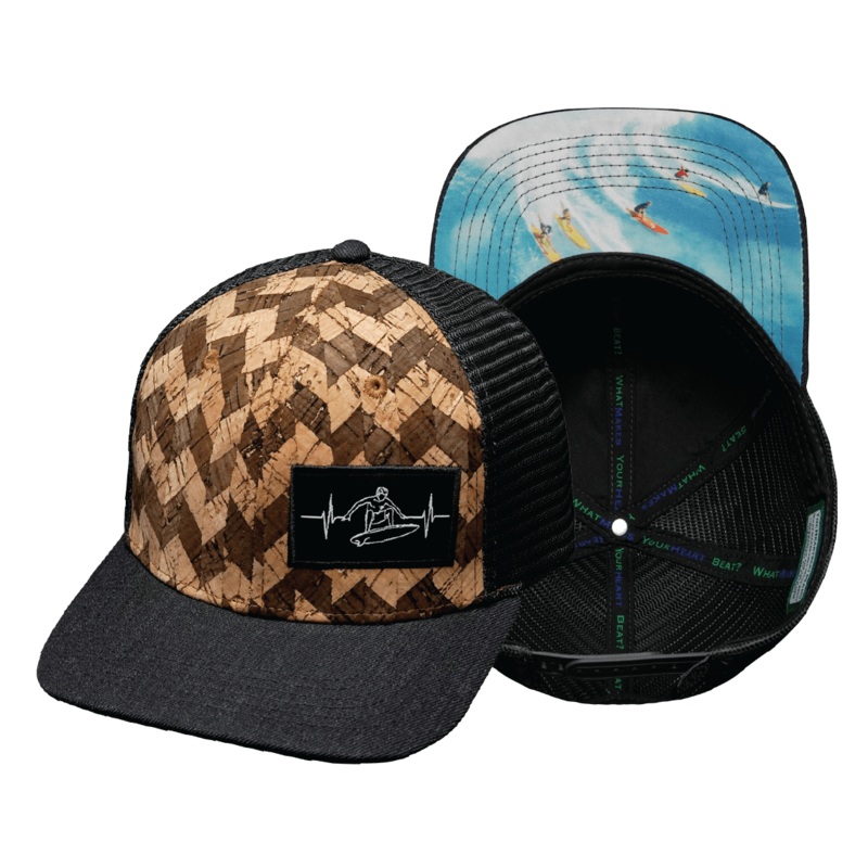 Surf Hat – Baseball Hat Fit – Cork – Charcoal Gray – Trucker Mesh