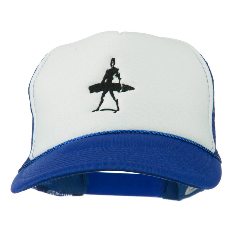 Surf Man Embroidered Foam Mesh Back Cap Royal White One Size