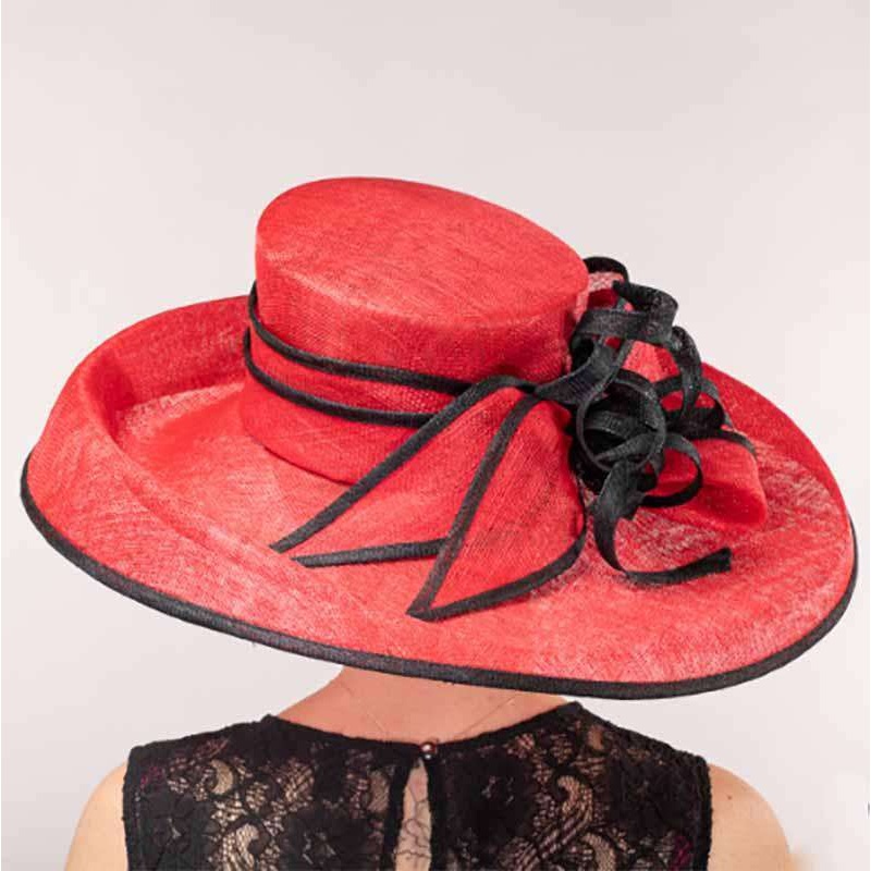 Twist Bow Knot Extra Large Brim Kentucky Derby Hat – KaKyCO Red