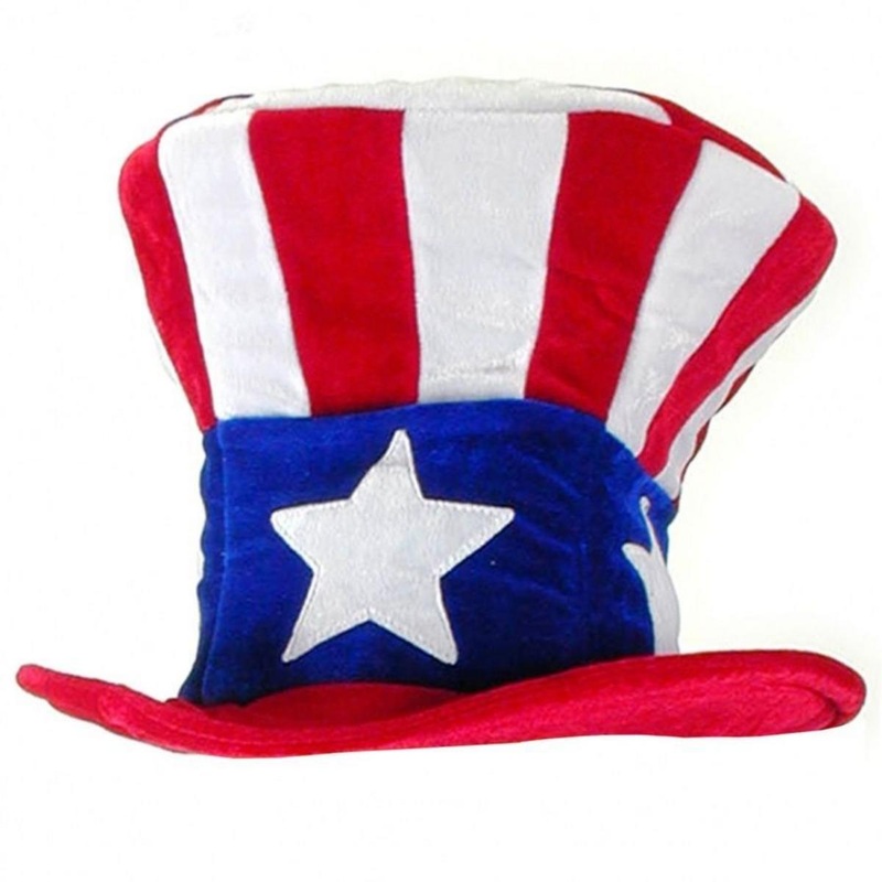 Uncle Sam Mad Hatter Top Hat RED/WHITE/BLUE ONE SIZE FITS MOST