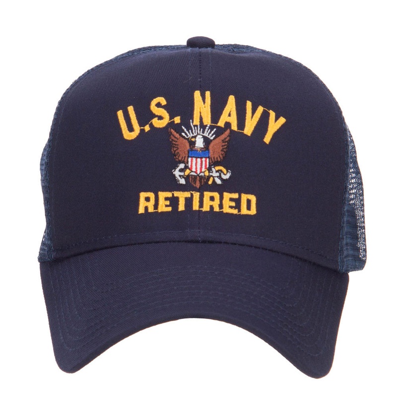 US Navy Retired Military Embroidered Mesh Cap Navy One Size