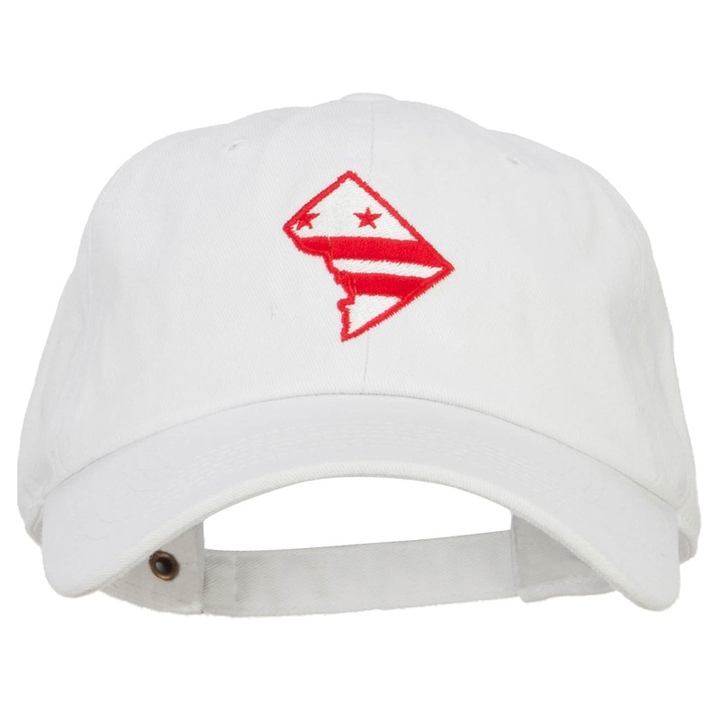 Washington D.C. Flag Map Embroidered Unstructured Washed Cap White One Size