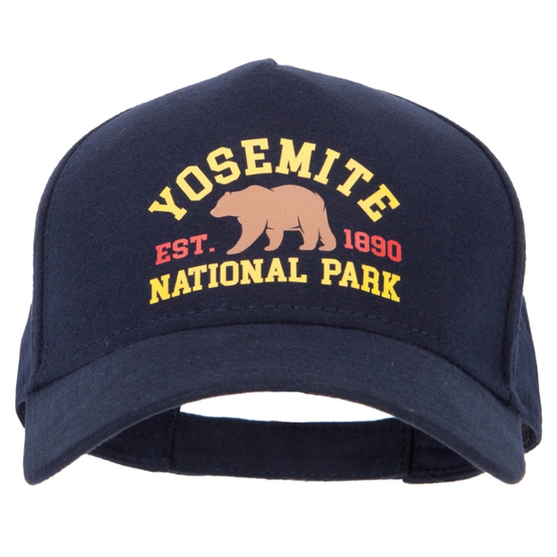 Yosemite National Park Design Heat Transfer 5 Panel Cotton Jersey Cap Navy One Size