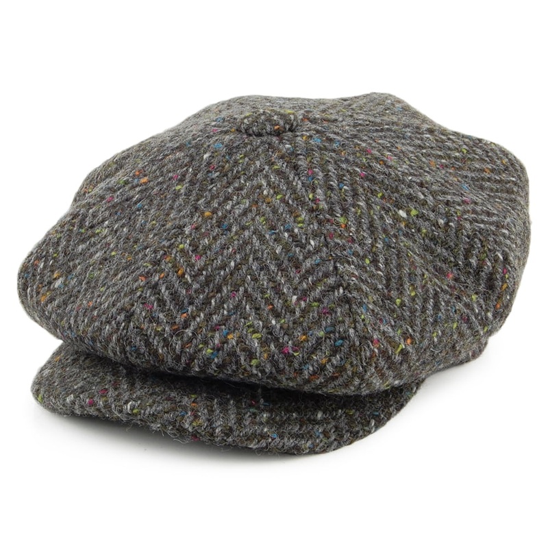 City Sport Chunky Herringbone Donegal Tweed Newsboy Cap – Grey Multi 55