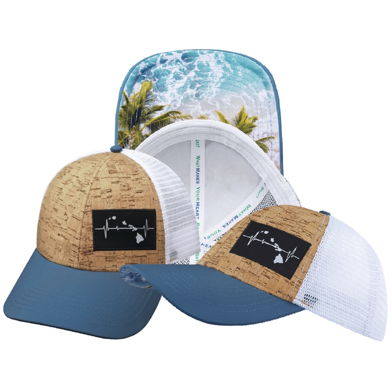 Hawaii Hat – Low Profile – Cork – Sea Blue / White – Trucker Mesh