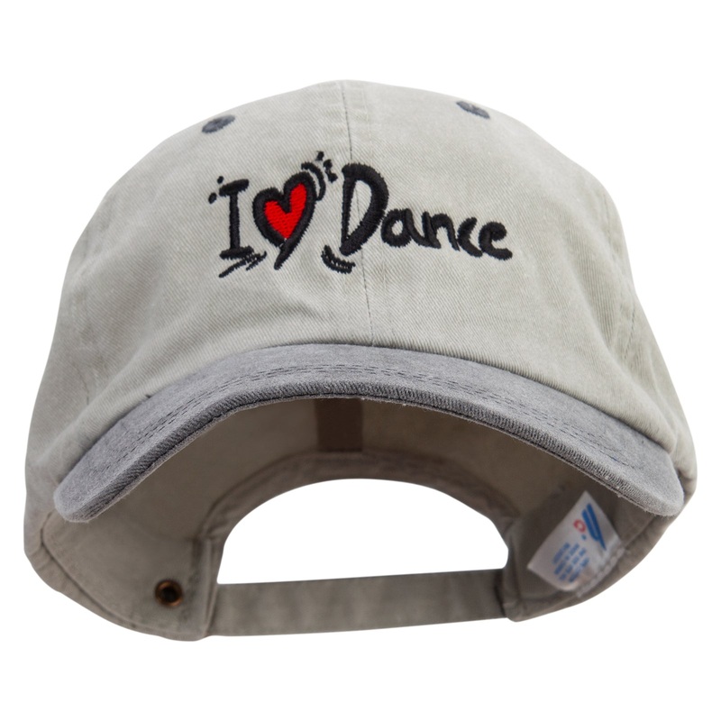 I Love Dance Embroidered Pigment Dyed Wash Cap Beige Black One Size