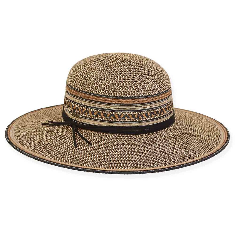 Multi Tone Beach Hat with Gold Metallic Detail – Sun ‘N’ Sand Black OS (57 cm)