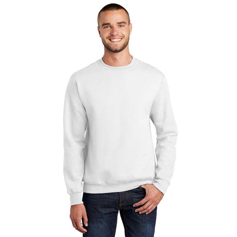 Port & Company PC90 Essential Fleece Crewneck Sweatshirt – White White S