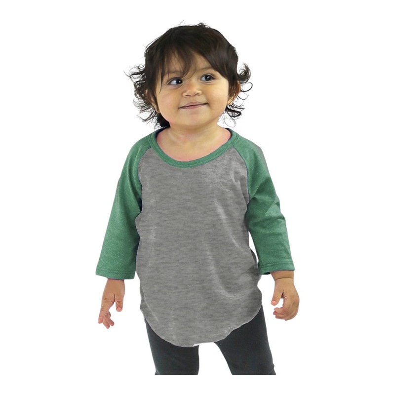 Royal Apparel 20360 Infant Triblend Raglan Baseball Shirt Made in USA Tri Black/Tri White 3/6 Months