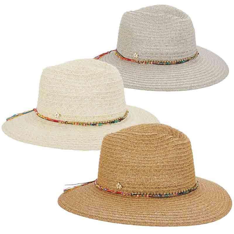 Safari Hat with Rhinestone and Beads Band – Scala Hats Grey