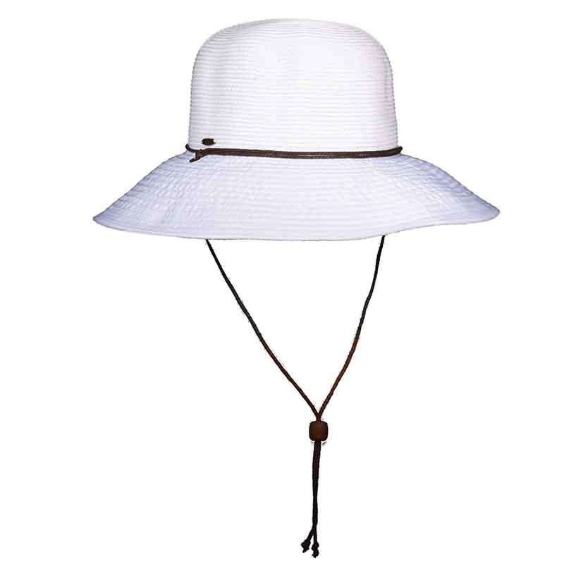 Sewn Ribbon Brim Floppy Hat with Chin Cord – Panama Jack White