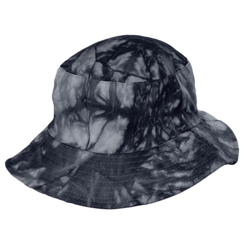 Tie Dye Cotton Reversible Bucket Hat BLACK S/M