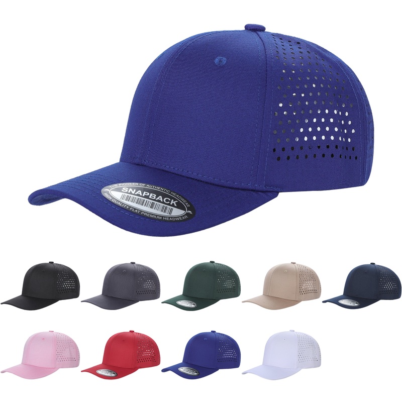Unbranded 6 Panel Perforated Hat Laser Vented Cap Black