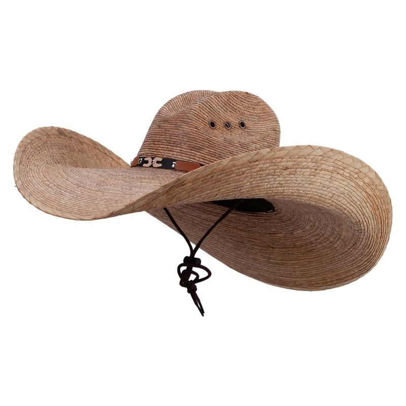 Wide Brim Western Cowboy Straw Hat Natural One Size