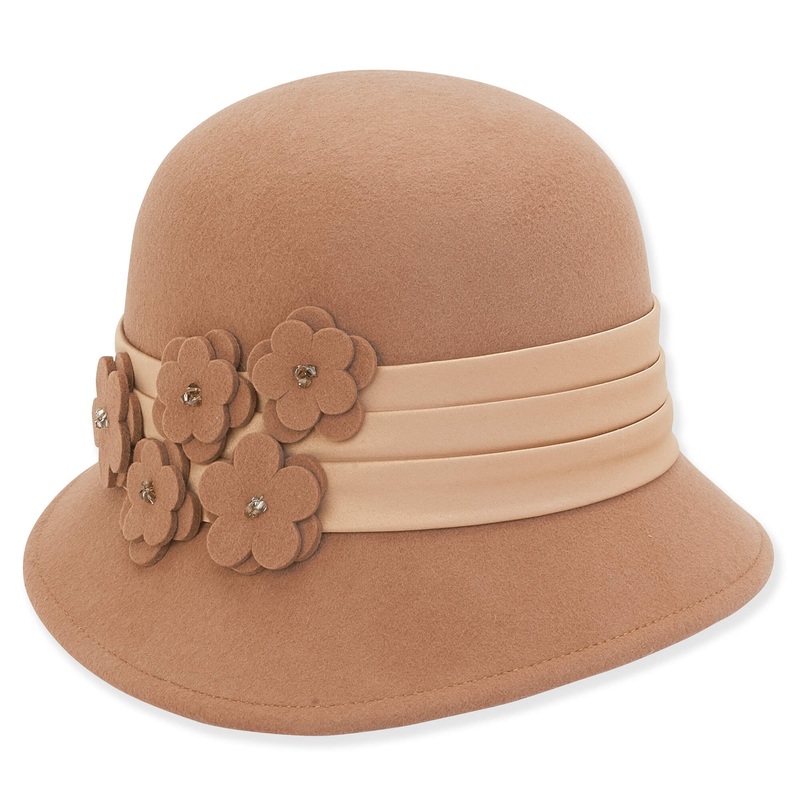 Wool Felt Cloche Hat with Floral Accent – Adora Hats Pecan