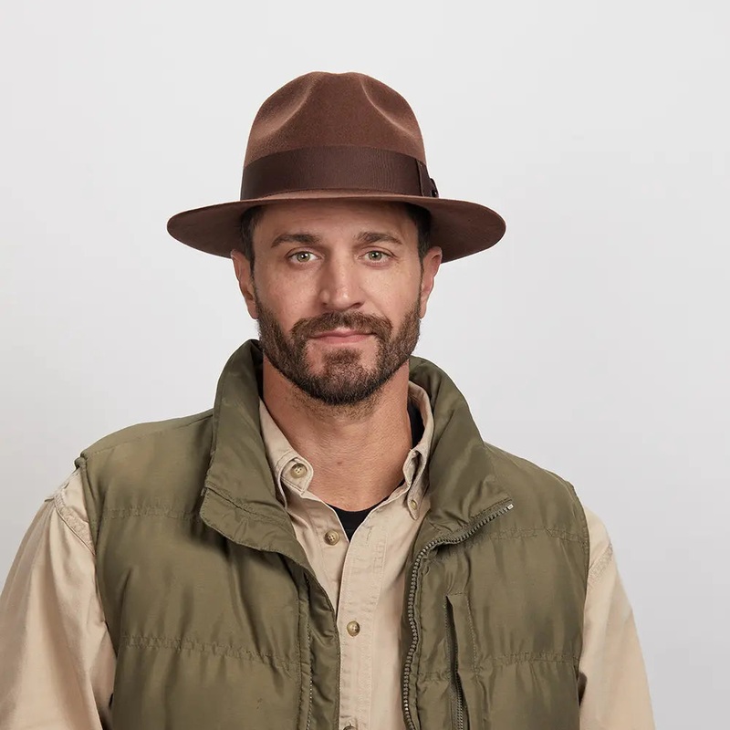 Adventure | Mens Felt Fedora Hat Brown SM