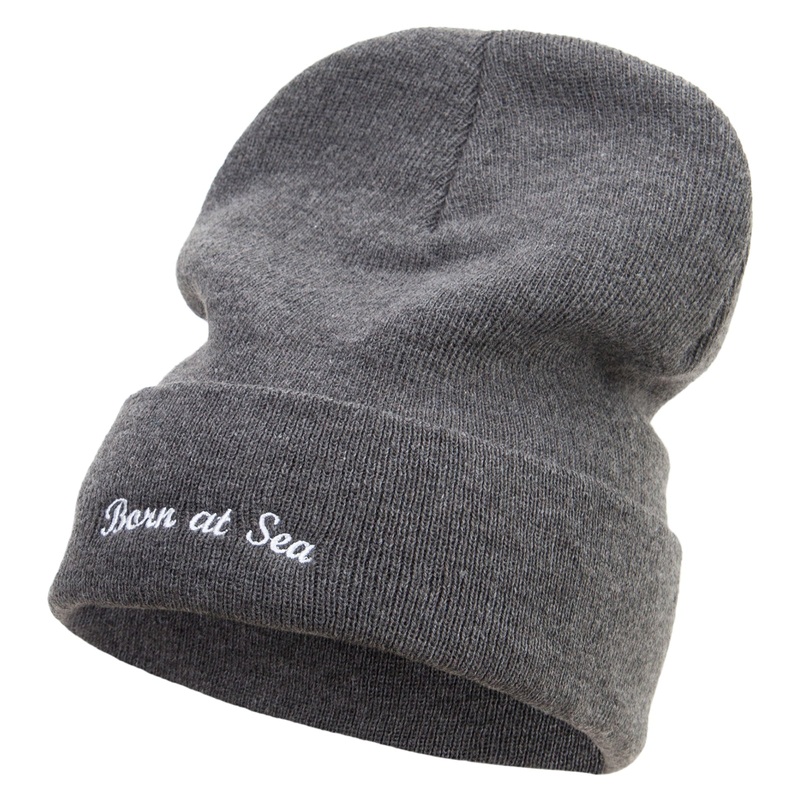 Born At Sea Embroidered Big Size Acrylic Long Beanies Heather Marled XL-3XL
