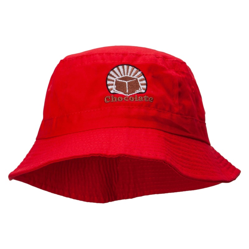 Chocolate Embroidered Bucket Hat Red One Size