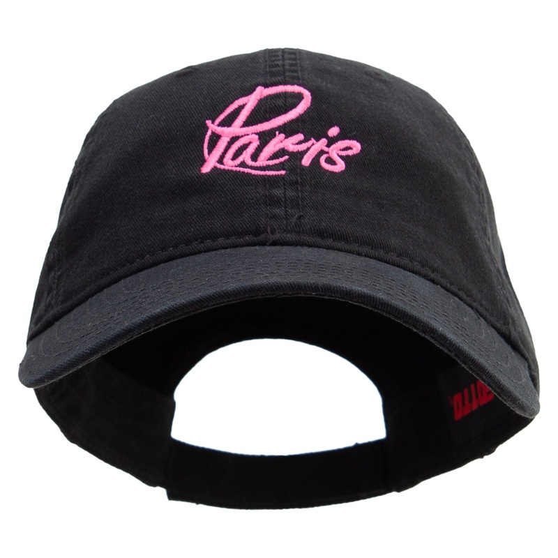 Paris Script Embroidered Deluxe Washed Twill Cap Black One Size