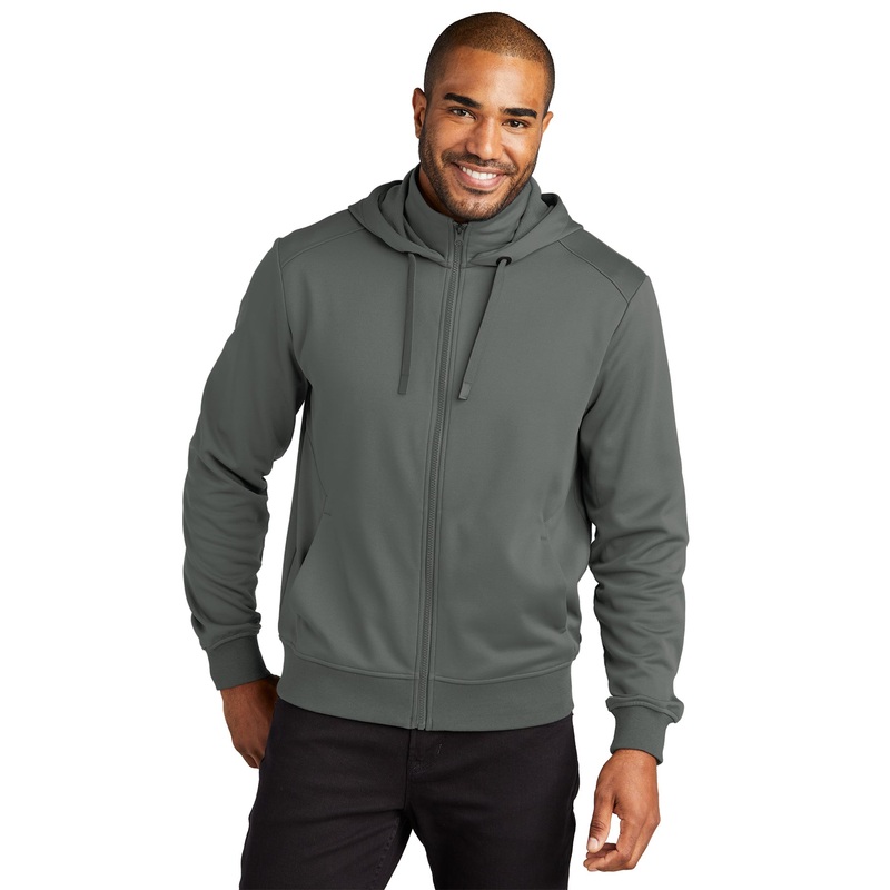Port Authority F814 Smooth Fleece Hooded Jacket Deep Black XS