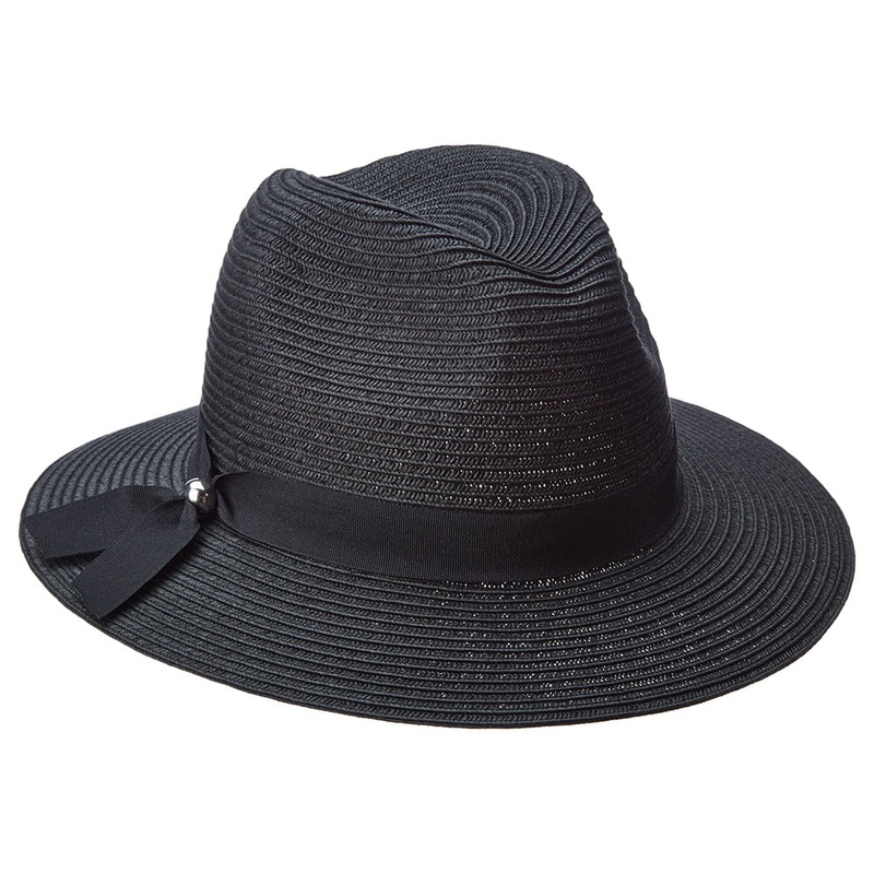 Scala Hats Beatty Paper Braid Safari Fedora Hat – Black 1-Size