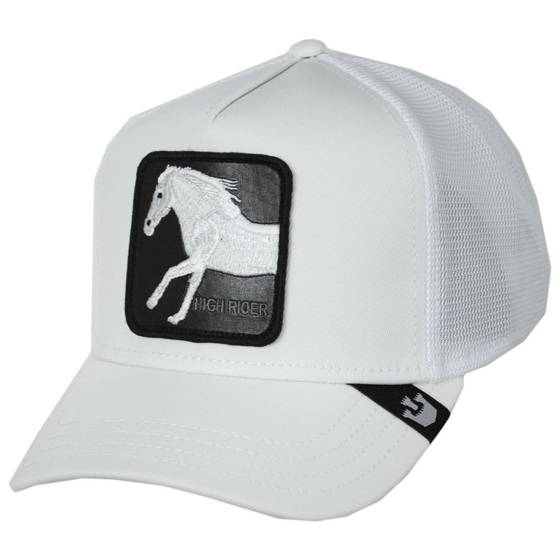 Stallion Mesh Trucker Snapback Baseball Cap WHITE ADJUSTABLE