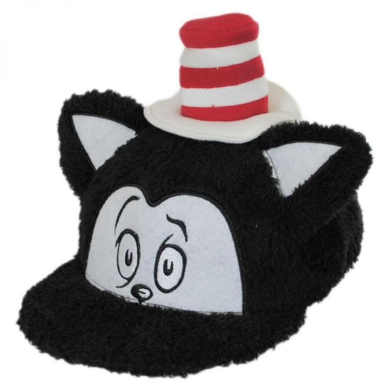 The Cat in the Hat Fuzzy Baseball Cap BLACK/RED ADJUSTABLE