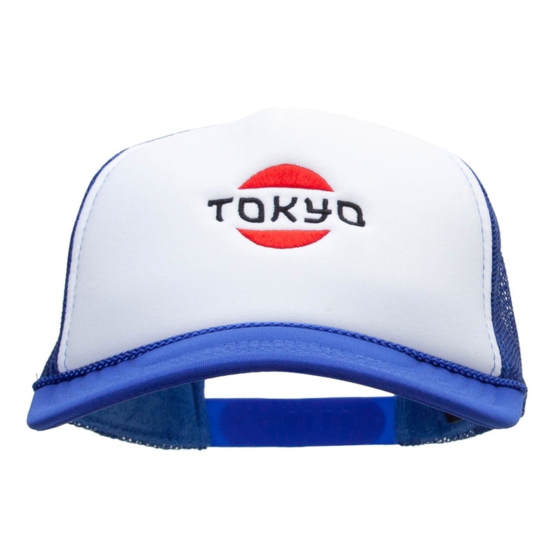 Tokyo Icon Embroidered Foam Panel Mesh Snapback Royal White One Size