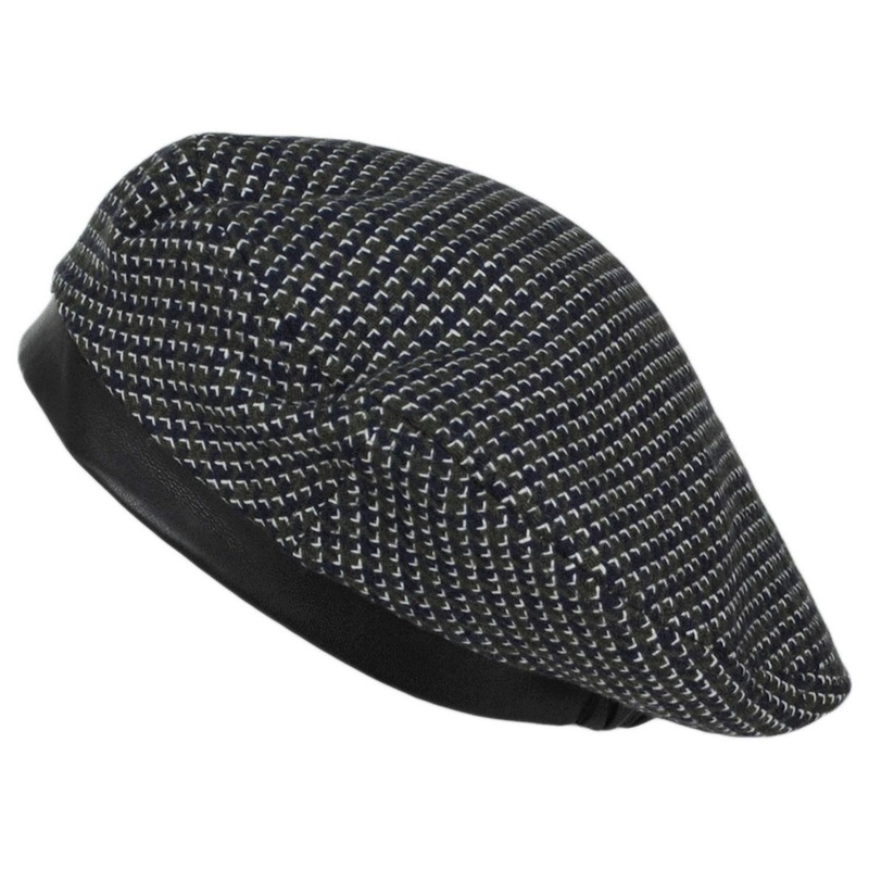 Tooth Grid Knit Beret FOREST/NAVY S/M