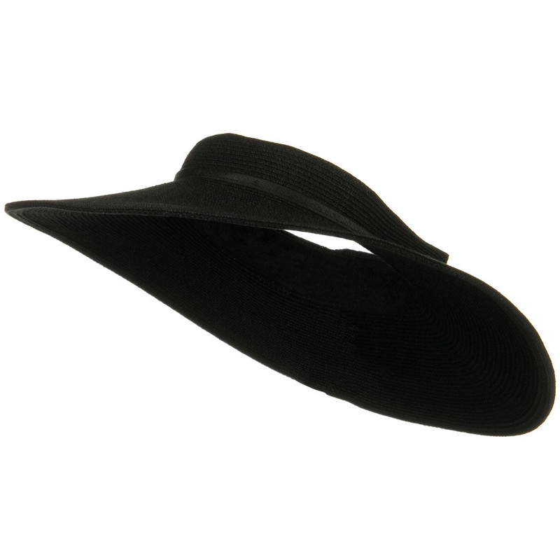 UPF50+ Crownless 4 Inch Wide Brim Visor Black One Size