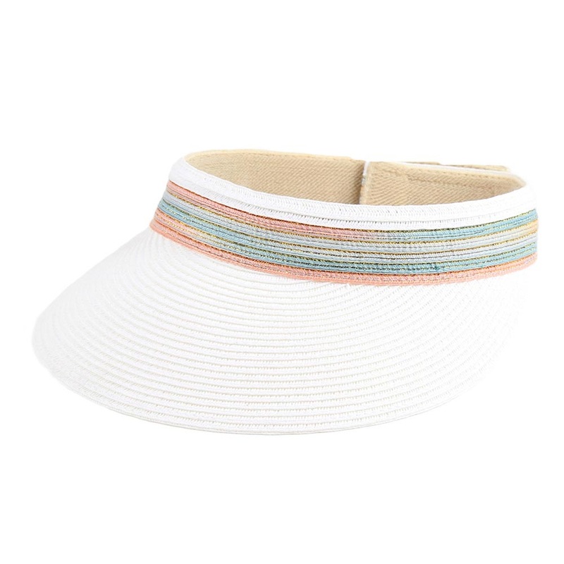 Women’s Straw Sun Visor with Metallic Band – Jeanne Simmons Hats White