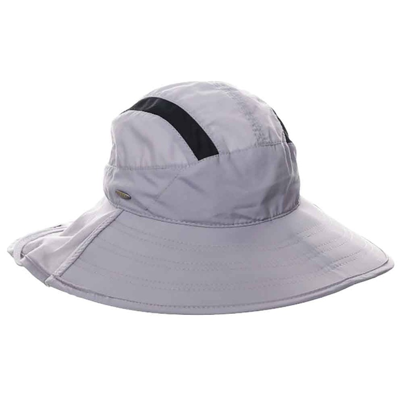 Women’s Trail Hat with UV Blocking Neck Cape – Scala Collection Light Grey S/M (55-57 cm)