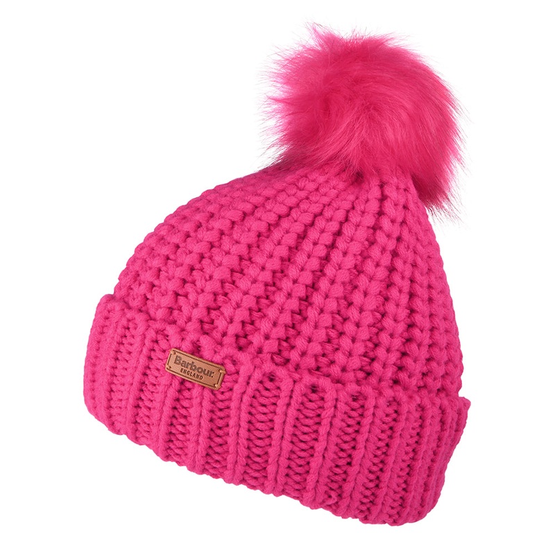 Barbour Hats Kids Saltburn Faux Fur Pom Bobble Hat – Fuchsia Kids Small/Medium