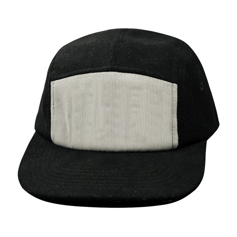 Blank – 5 Panel – Unstructured – Corduroy – Black / Gray (Unisex) – Laser Mesh
