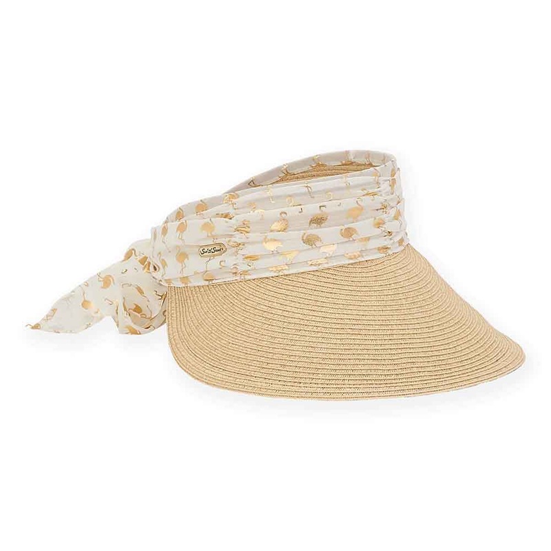 Gold Pelican Sash Wide Brim Sun Visor – Caribbean Joe Hats Natural