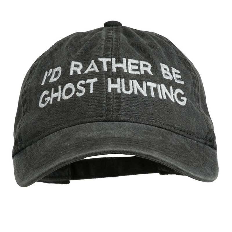 I’d Rather Be Ghost Hunting Embroidered Washed Cap Black One Size