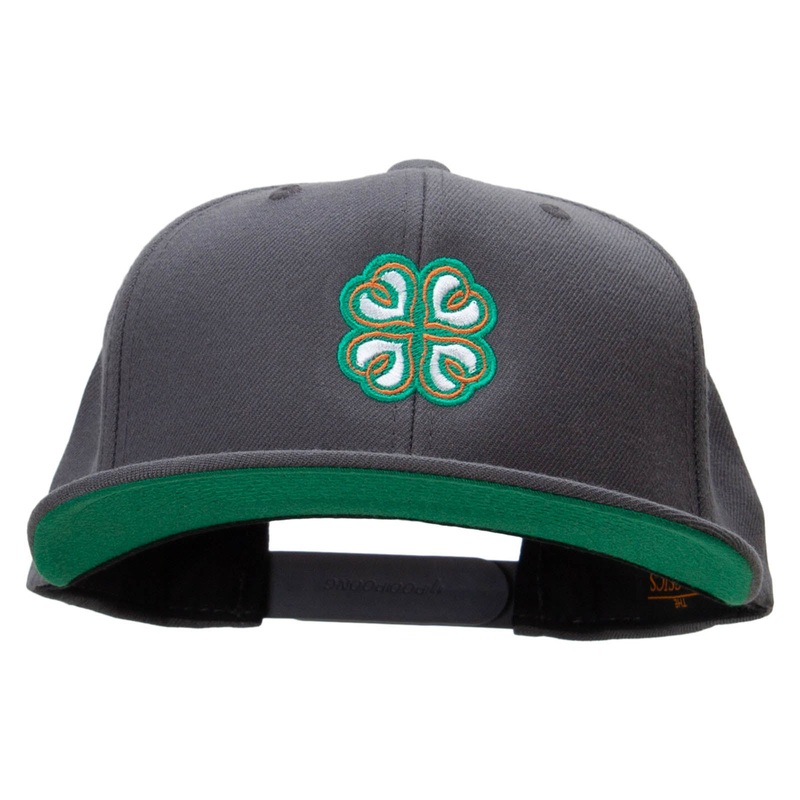 Irish Pattern Embroidered Wool Blend Prostyle Snapback Dk Grey One Size