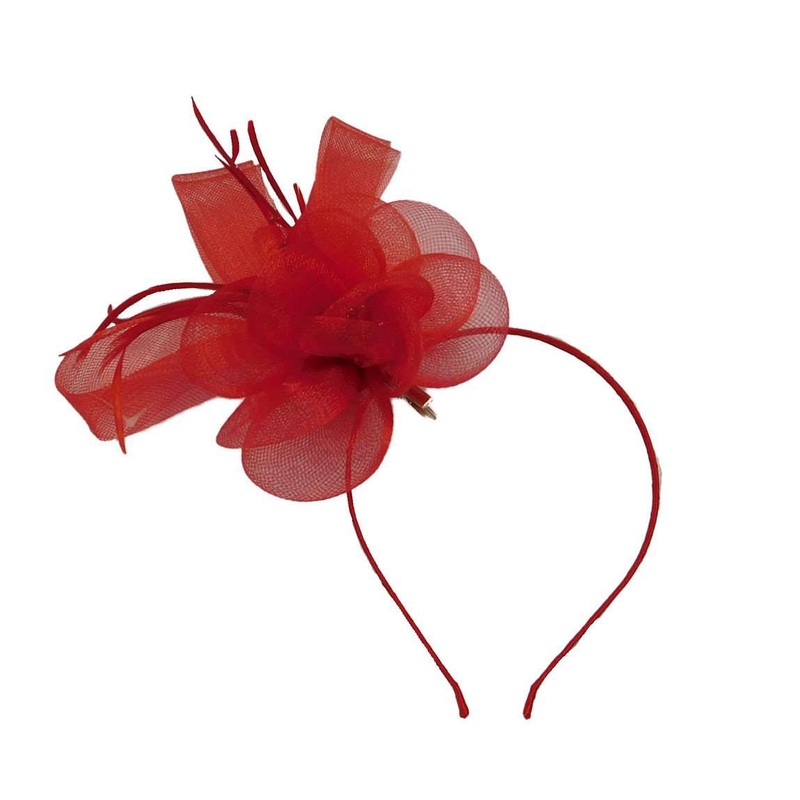 Mesh Flower Fascinator Red
