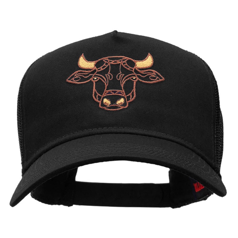 Ox Embroidered Solid Cotton Twill Mesh Cap Black One Size