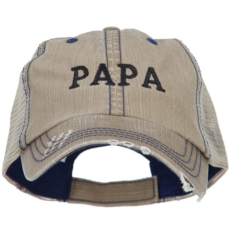 Papa Embroidered Low Profile Cotton Mesh Cap Khaki One Size