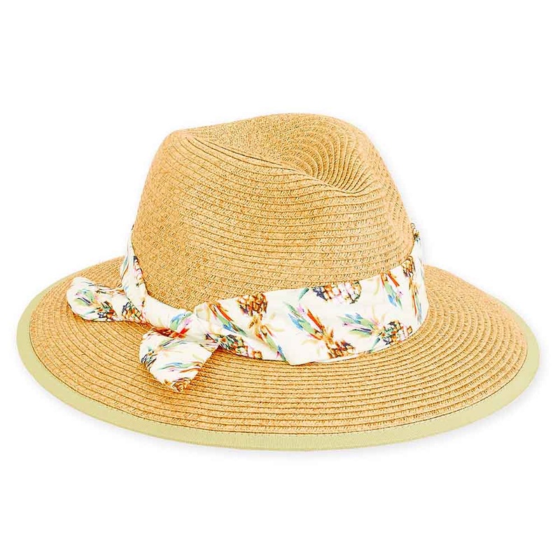 Petite Straw Safari Hat with Cotton Band – Sunny Dayz Pineapple Small (54 cm)