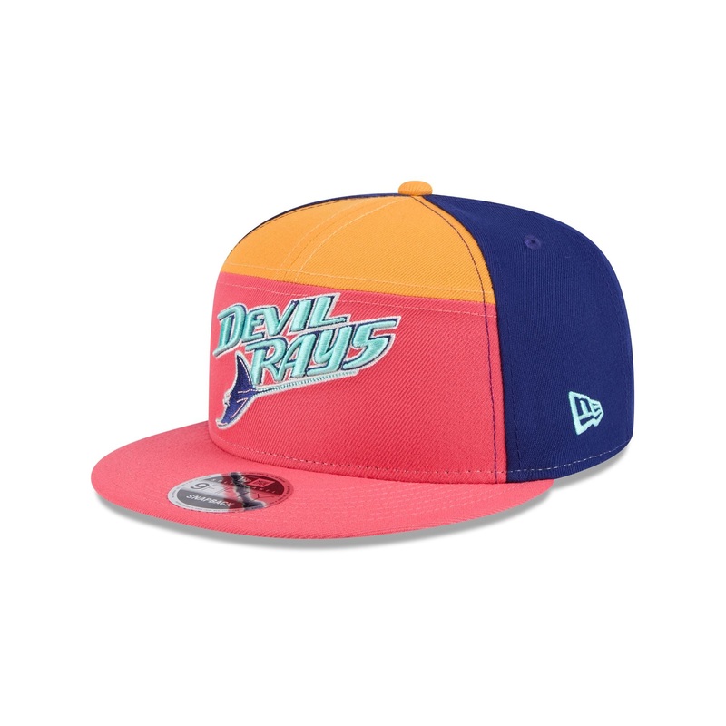Tampa Bay Rays Coral Split Panel 9FIFTY Snapback Hat One Size