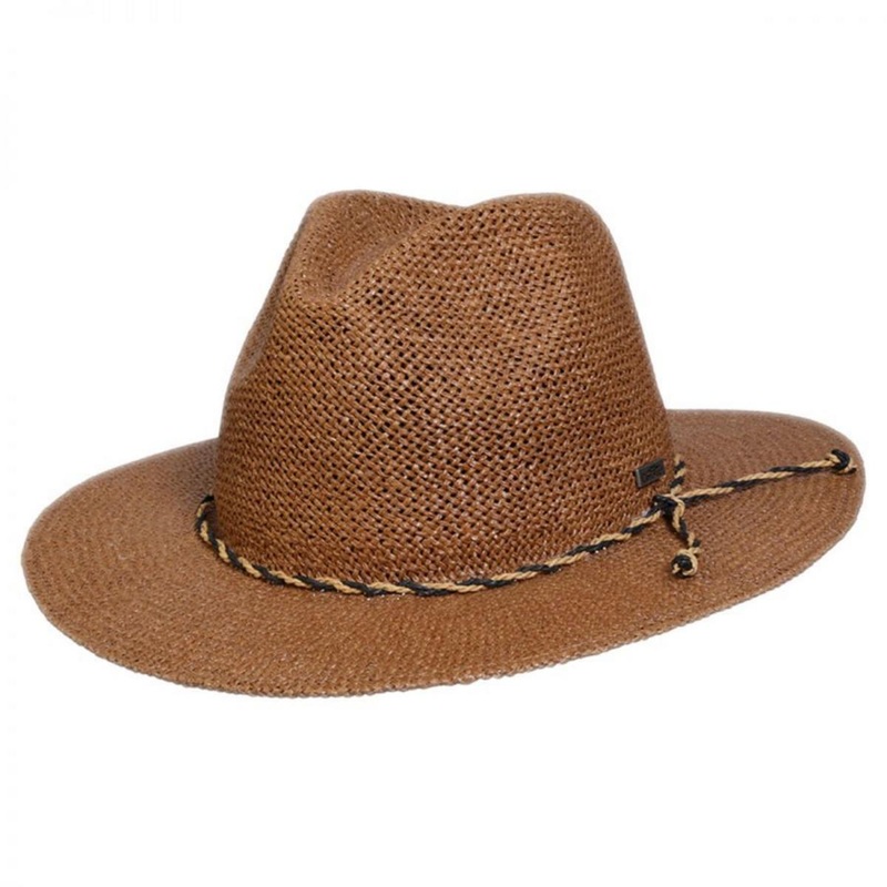 Twisted Toyo Straw Safari Fedora Hat TOAST TAN ONE SIZE FITS MOST
