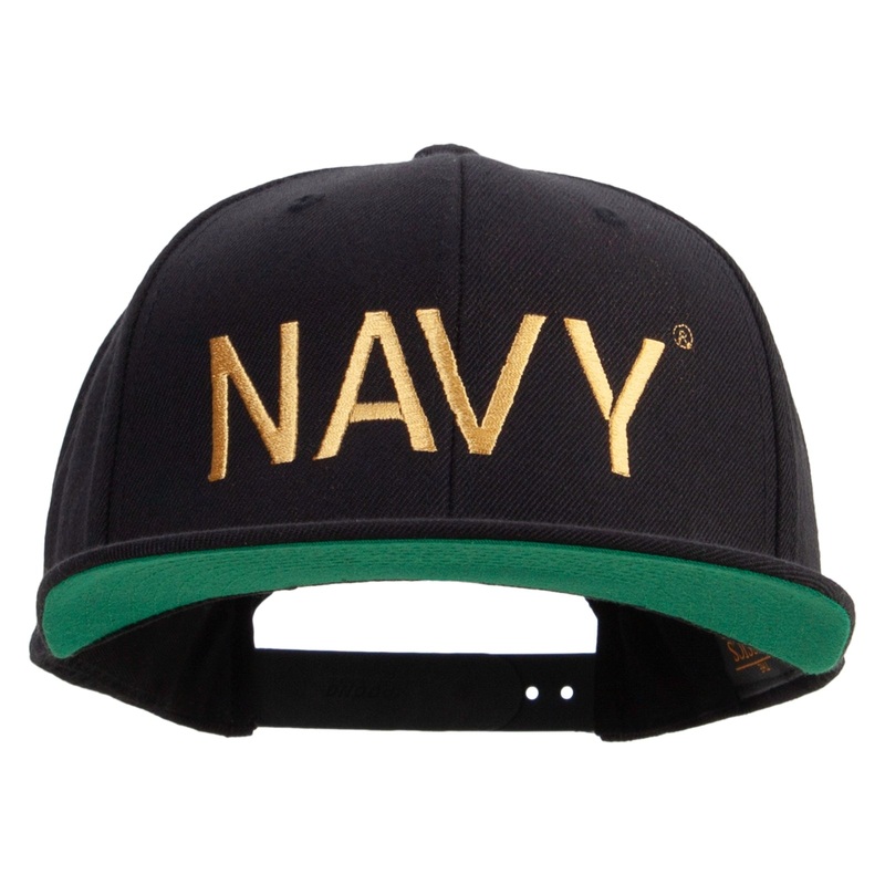 US Navy Embroidered Wool Blend Prostyle Snapback Cap Black One Size