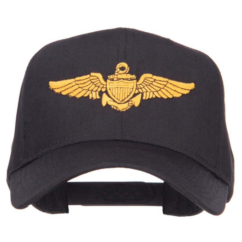 US Navy Wing Embroidered High Cap Black One Size