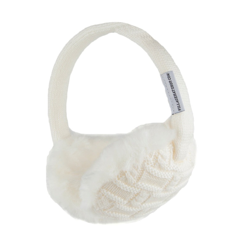 Village Hats Cable Knit Earmuffs – Ivory 1-Size