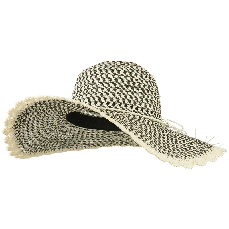 Women’s Criss Cross Scallop Brim Hat Black Cream One Size