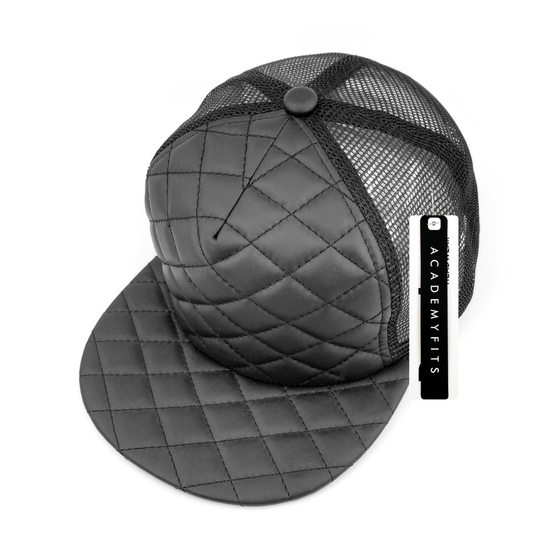Academy Fits Quilted Foam Trucker Hat Snapback Cap 4027 Black